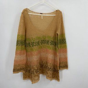 Free People Oversized Acrylic Alpaca Multicolor Sweater Large